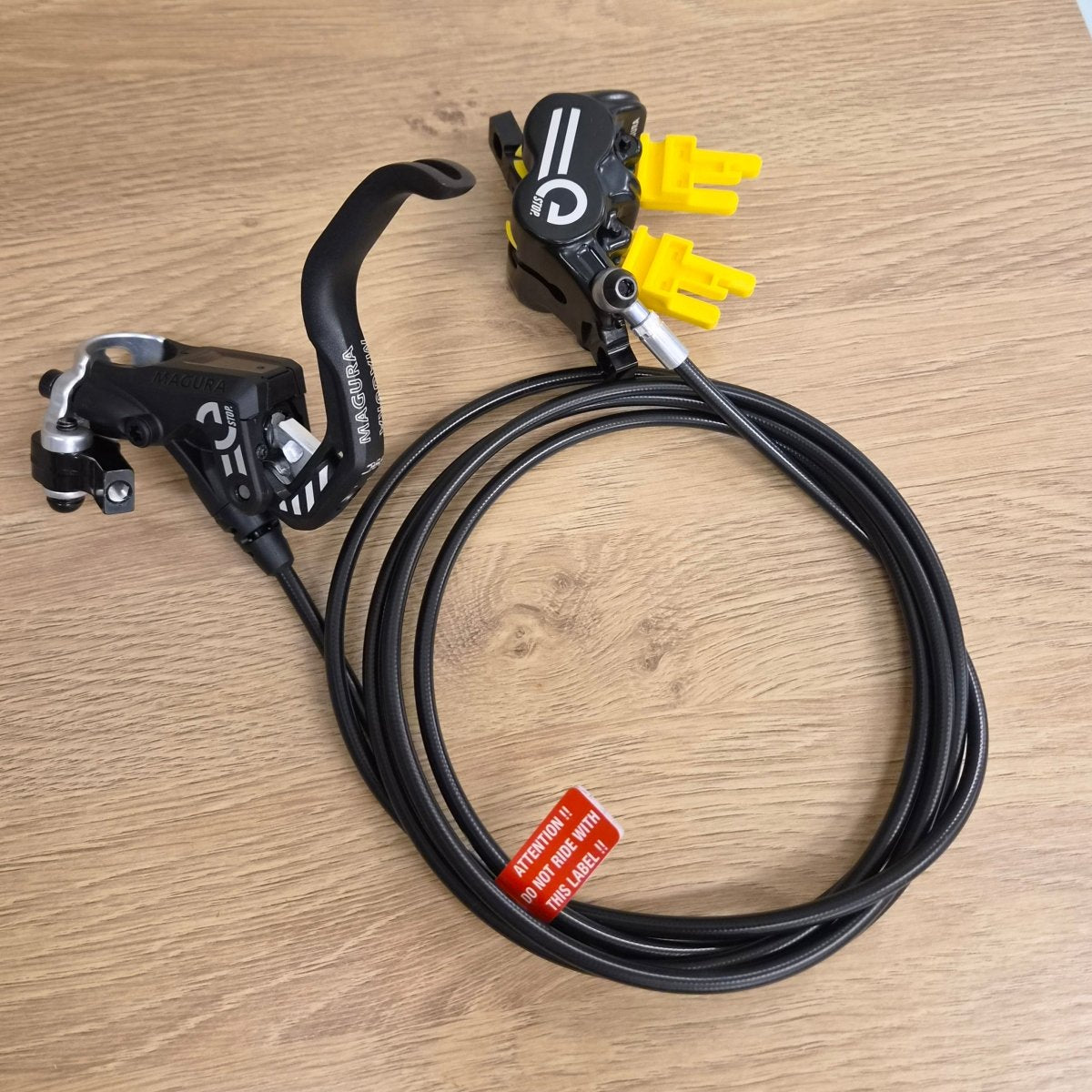 Magura MT5 eSTOP Scheibenbremse hinten | 4-Kolben | 2150 mm Leitung | Shiftmix 4 (Shimano I-Spec EV) | schwarz/silber | E-MTB - RAAAD.de